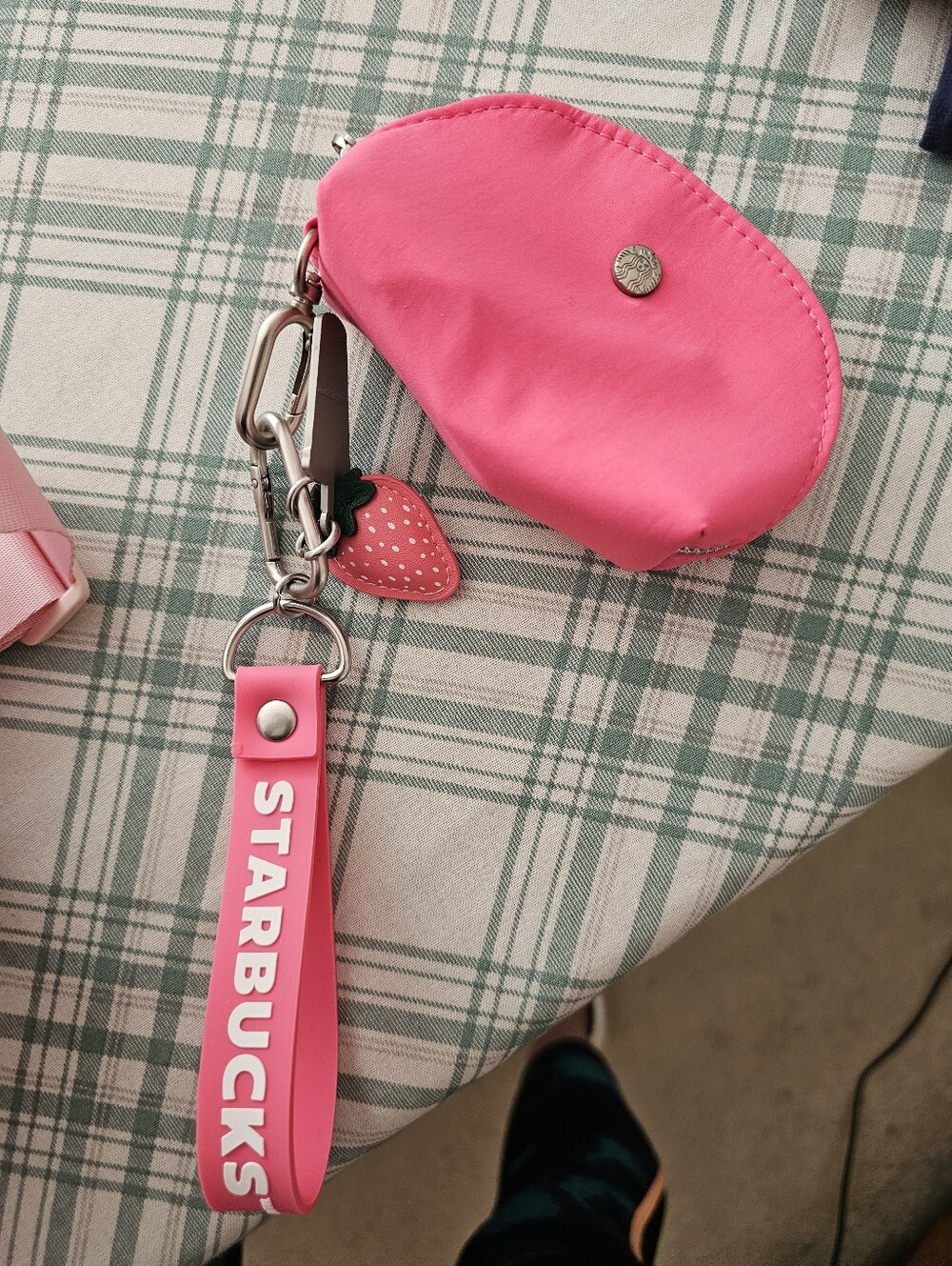 Starbucks Pink Keychain Pouch with Strawberry Charm